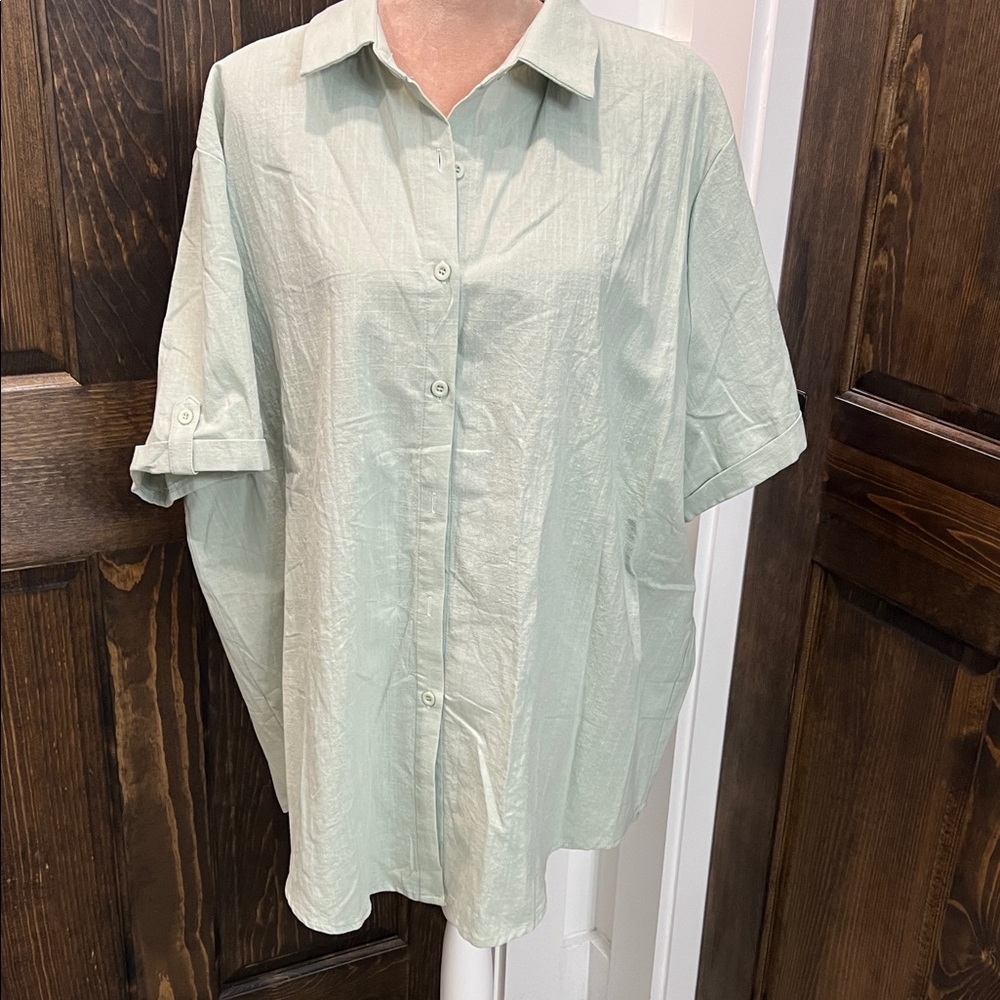 NWT In'Voland Light Green Button Down
